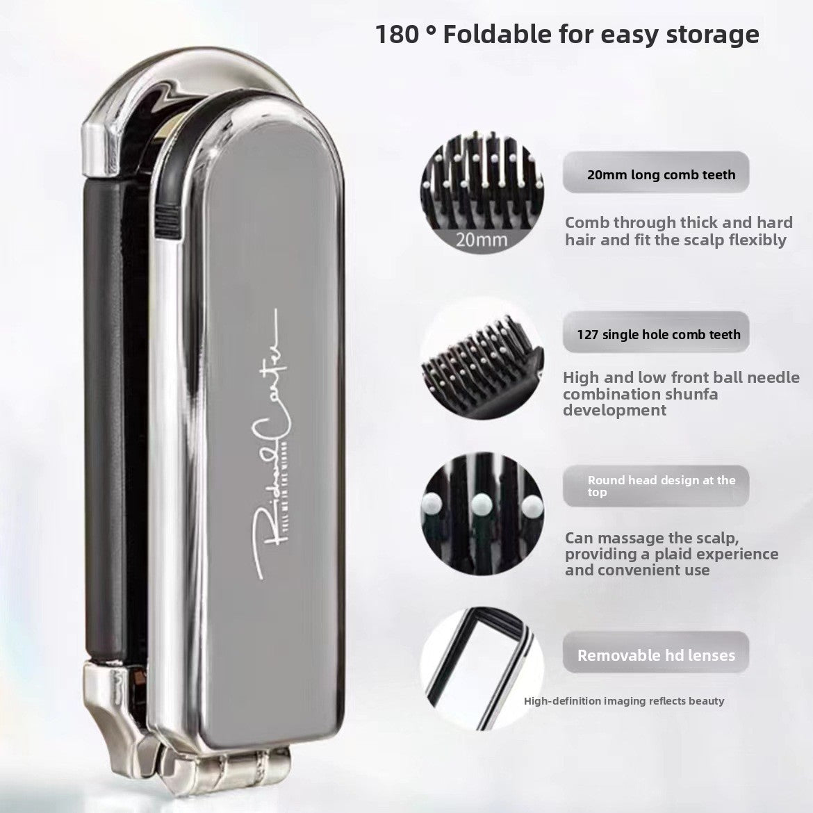 Folding Hair Brush With Mirror