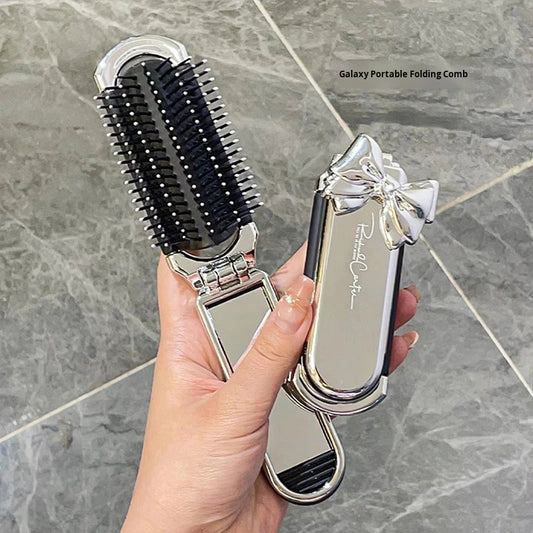 Folding Hair Brush With Mirror