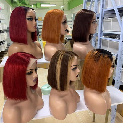 Pink Blonde Ombre Bone Straight Wig