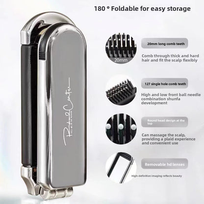 Folding Hair Brush With Mirror
