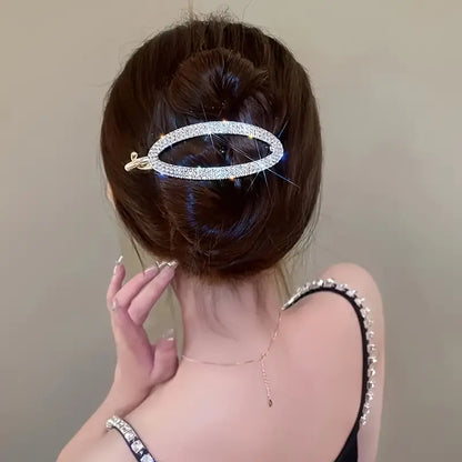 Fashion Oval Rhinestone Hair Clip