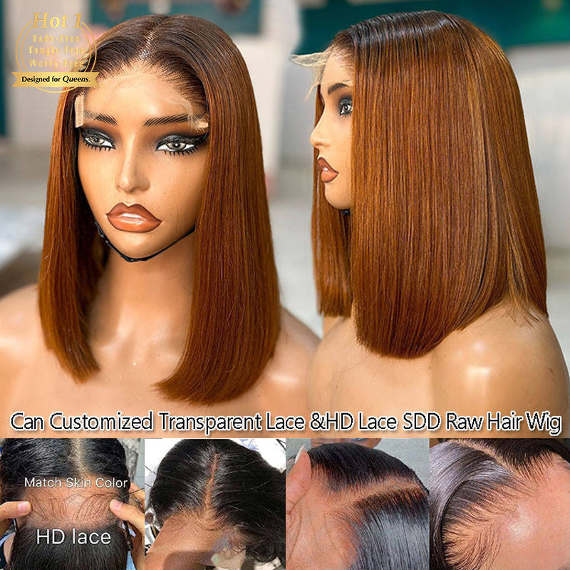 Pink Blonde Ombre Bone Straight Wig