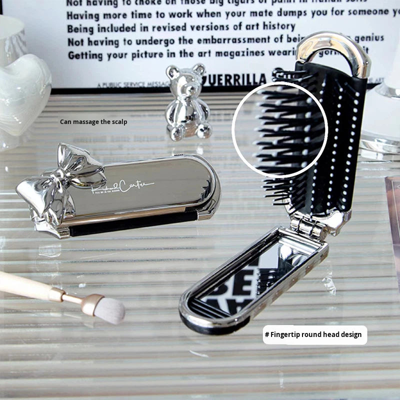 Folding Hair Brush With Mirror